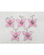 10 Papillons petit modèle armature métal rose