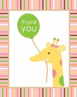 Carte de remerciement 1er anniversaire animaux fille  x8