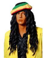 Perruque BOB - rasta avec béret - noir 