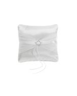 Coussin porte alliances - blanc avec ruban blanc