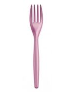 fourchettes plastique rose perle transparent