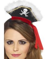 Serre-tête mini chapeau pirate femme