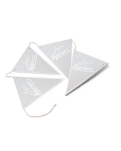 Guirlande de fanions Joyeux Anniversaire blanc et argent