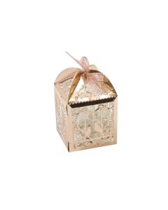 10x Boite à dragées coeur et colombe rose gold