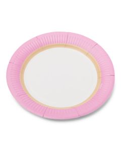 12 assiettes roses et blanches