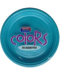 20 assiettes rondes turquoises