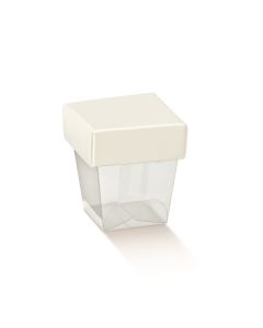 10 Boîtes à dragées transparentes couvercle blanc