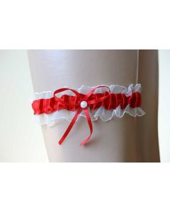 Jarretière mariée avec perle - rouge