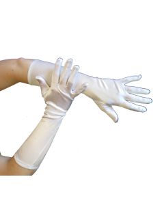 Gants blancs mi-longs satinés