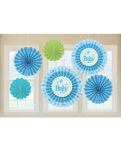 6 Éventails à suspendre Baby Shower garçon