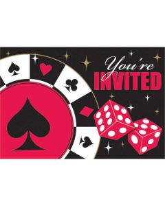 8 invitations avec enveloppes thème casino