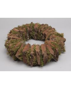 Couronne de Noël – écorces et mousse verte