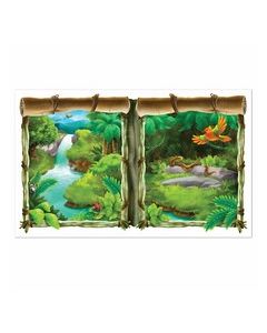 Décor mural fenêtre tropicale