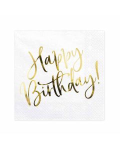 x20 Serviettes Happy Birthday Anniversaire OR