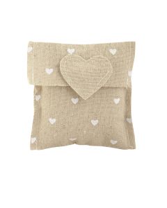 12 Pochons à dragées écru avec cœurs