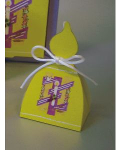 Boites bougies - violette et jaune 5,5 cm x 9 cm