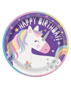 assiettes happy birthday licorne