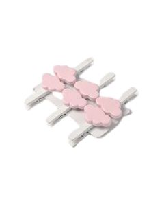 6 pinces blanches nuage rose