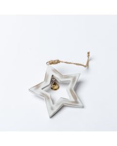 Etoile bois cerusé avec grelot 