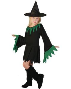 Costume fille sorcière noir et vert - Taille 4/6 ans