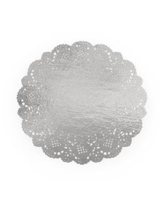 6 napperons dentelle argent - 16,5 cm