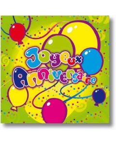 20 serviettes "Joyeux anniversaire"
