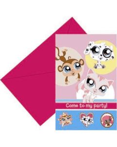 Lot de 6 cartes d'invitation "Pet Shop"