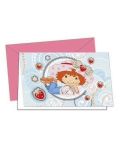 Lot de 6 cartes d'invitation "Charlotte aux Fraises"