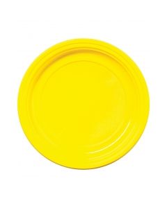 25 assiettes plastiques jaunes rondes - 17 cm