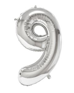 Ballon métallisé argent chiffre 9 à prix discount