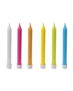 10 Bougies lisses multicolores + bobèches
