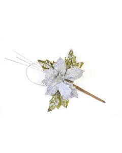 Poinsettia pailleté - argent