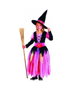 Costume fille sorcière rose luxe