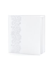 Livre d'or mariage blanc et ornements fleurs 