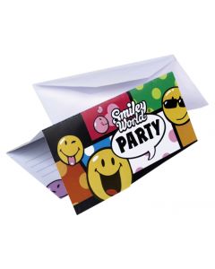 6 cartes d'invitation Happy Birthday Smiley Comic