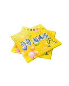 20 serviettes Joyeux Anniversaire 18 ans
