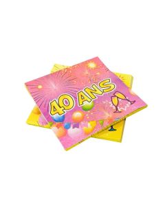 20 serviettes Joyeux Anniversaire 40 ans