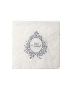20 Serviettes just married blanche