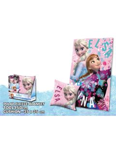 plaid polaire et coussin la reine des neiges à prix discount