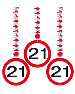 Lot de 3 suspensions d'anniversaire - 21 ans