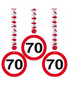 3 suspensions panneau de signalisation 70 ans