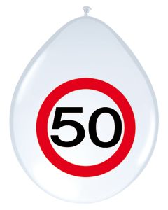 Lot de 8 ballons anniversaire 30 cm - 50 ans.