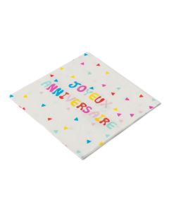 20 serviettes Joyeux Anniversaire multicolores