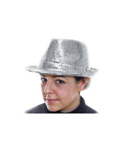Chapeau paillettes adulte - argent