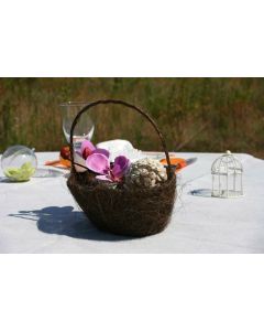 Panier rond en sisal - chocolat