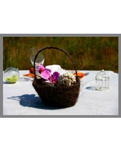 Panier rond en sisal - chocolat