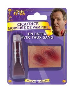 Cicatrice en latex morsure de vampire avec sang - 3 ml