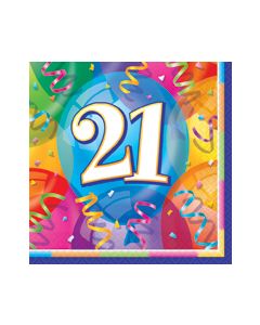 16 serviettes de table - Happy birthday 21 ans