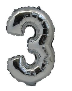 ballon métal argent chiffre 3