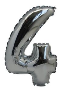 ballon métal argent chiffre 4